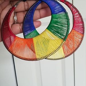 Thread Rainbow Donut hoop earrings